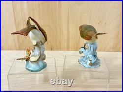 Pair Herend Hungary Hand-Painted Songbird Figurines -1930s & 1960