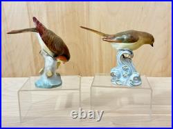 Pair Herend Hungary Hand-Painted Songbird Figurines -1930s & 1960