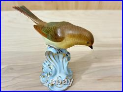 Pair Herend Hungary Hand-Painted Songbird Figurines -1930s & 1960