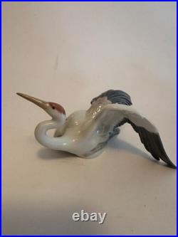 Pair Lladro Landing Crane Bird 1600 & 1598 Porcelin Figurine Spain Set of 2 Nice