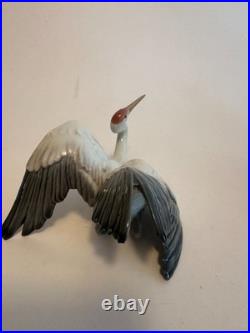 Pair Lladro Landing Crane Bird 1600 & 1598 Porcelin Figurine Spain Set of 2 Nice