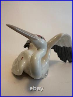 Pair Lladro Landing Crane Bird 1600 & 1598 Porcelin Figurine Spain Set of 2 Nice