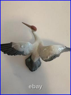 Pair Lladro Landing Crane Bird 1600 & 1598 Porcelin Figurine Spain Set of 2 Nice