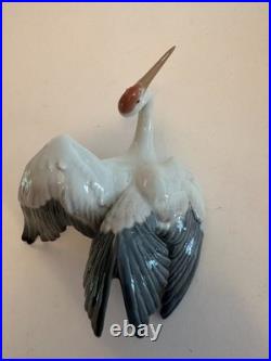 Pair Lladro Landing Crane Bird 1600 & 1598 Porcelin Figurine Spain Set of 2 Nice