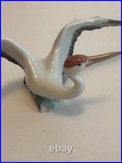 Pair Lladro Landing Crane Bird 1600 & 1598 Porcelin Figurine Spain Set of 2 Nice