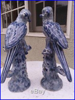 Pair OF Blue And White Porcelain Bird Statue 11