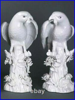 Pair Of Chinese Ming Dynasty Blanc De Chine Porcelain Parrots Make Offer
