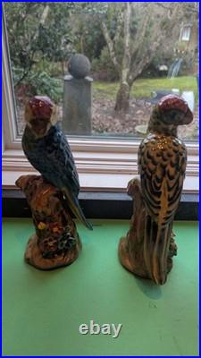 Pair Of Majolica Style Ceramic Birds