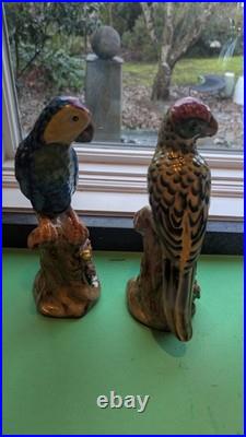 Pair Of Majolica Style Ceramic Birds