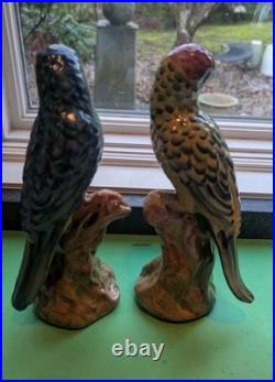 Pair Of Majolica Style Ceramic Birds Pair Of Majolica Style Ceramic Birds