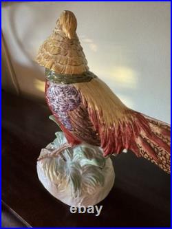 Pair Of Porcelain Highness Golden Pheasant Figurines By Dresden