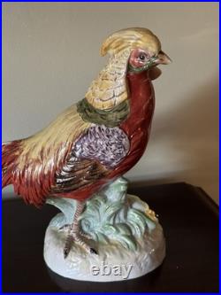 Pair Of Porcelain Highness Golden Pheasant Figurines By Dresden