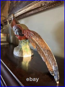 Pair Of Porcelain Highness Golden Pheasant Figurines By Dresden