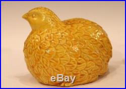 Pair Old Antique Chinese Porcelain Bird Figures Chickens Quail Couple Yellow