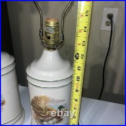 Pair Porcelain Table Lamps Mallard Ducks Excellent