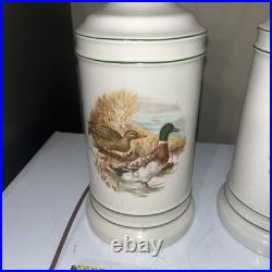 Pair Porcelain Table Lamps Mallard Ducks Excellent