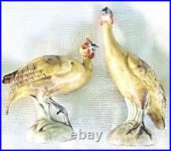 Pair Pottery Italy Grouse Bird Sculpture Statue 10 Vintage Marked Numbered