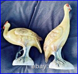 Pair Pottery Italy Grouse Bird Sculpture Statue 10 Vintage Marked Numbered