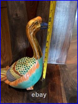 Pair Vintage Japanese Porcelain Clay Kutani Geese Mandarin Ducks Andrea by Sadek