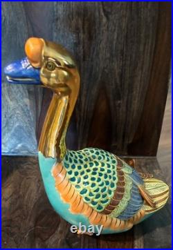 Pair Vintage Japanese Porcelain Clay Kutani Geese Mandarin Ducks Andrea by Sadek