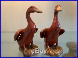 Pair Vintage or Antique Chinese Porcelain Duck Figurines. ^ Hand made