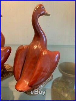 Pair Vintage or Antique Chinese Porcelain Duck Figurines. ^ Hand made