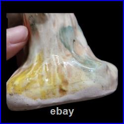 Pair Vtg Majolica Cockatoo Bird Figurines 9 Japan Colorful Gold Trim MCM