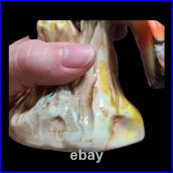 Pair Vtg Majolica Cockatoo Bird Figurines 9 Japan Colorful Gold Trim MCM