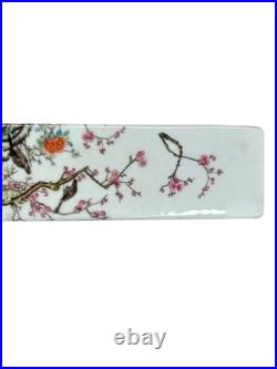 Pair White Porcelain Flower Birds Scenery Rectangular Display Paperweight GB347