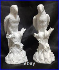 Pair of 1979 Parrots Birds Fitz & Floyd Bisque Porcelain Figurines Statues