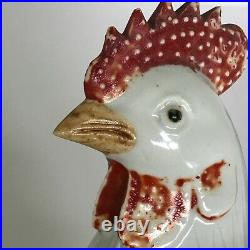 Pair of Antique Chinese Porcelain Rooster or Cockerel Figurines