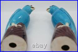 Pair of Blue and Purple Parrots in Chinese Porcelain XX marked 21 cm