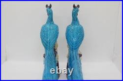 Pair of Blue and Purple Phoenix in Chinese Porcelain XX marked 21 cm