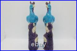 Pair of Blue and Purple Phoenix in Chinese Porcelain XX marked 21 cm