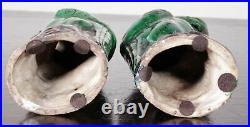 Pair of Chinese Pottery Porcelain Parrots Figures Roof Tiles