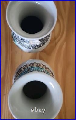 Pair of Chinese Vintage Porcelain Vases Hand Painted Birds Scenery 8, 2 pcs
