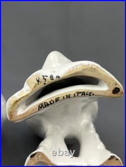 Pair of Italian Pottery Hand-Painted Fancy Pigeons Love Birds Doves