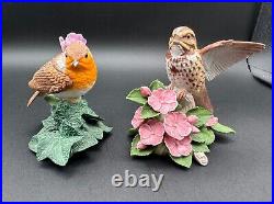 Pair of LENOX Garden Birds Fine Porcelain Figurines European Robin&Song Sparrow