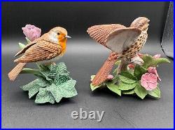 Pair of LENOX Garden Birds Fine Porcelain Figurines European Robin&Song Sparrow