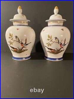 Pair of Stunning Limoges Rothschild Pattern Lidded Urns