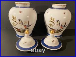 Pair of Stunning Limoges Rothschild Pattern Lidded Urns