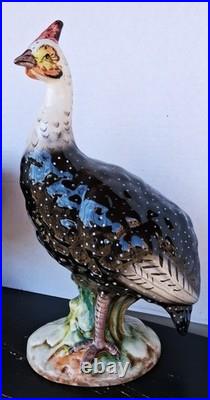 Pair of Vintage Italy Pottery Guinea Fowl Pair Hen & Cock Bird 17 Life Sized Pair of Vintage Italy Pottery Guinea Fowl Pair Hen & Cock Bird 17 Life Sized