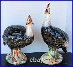 Pair of Vintage Italy Pottery Guinea Fowl Pair Hen & Cock Bird 17 Life Sized Pair of Vintage Italy Pottery Guinea Fowl Pair Hen & Cock Bird 17 Life Sized