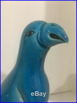 Pairs Chinese Export Turquoise Glazed Porcelain Parrot Parakeet Bird