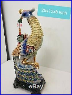 Paradise Bird Phoenix Peacock Porcelain Statue figurine China Delicate Vintage