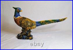Pheasant Bird Figurine Colorful Ceramic Collectible Decorative 17-3/4 x 9-3/4