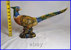 Pheasant Bird Figurine Colorful Ceramic Collectible Decorative 17-3/4 x 9-3/4