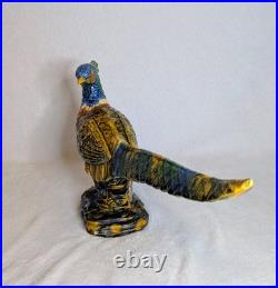 Pheasant Bird Figurine Colorful Ceramic Collectible Decorative 17-3/4 x 9-3/4