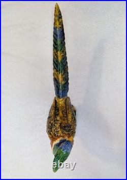 Pheasant Bird Figurine Colorful Ceramic Collectible Decorative 17-3/4 x 9-3/4