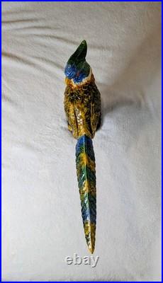 Pheasant Bird Figurine Colorful Ceramic Collectible Decorative 17-3/4 x 9-3/4